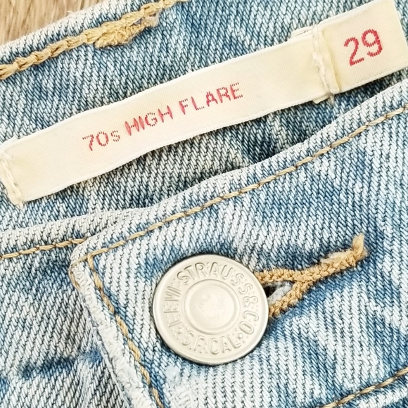 Levi's 70's High Flare High Waist Wide Leg Flare Denim Vintage Inspired Jeans 29 - Picture 4 of 16